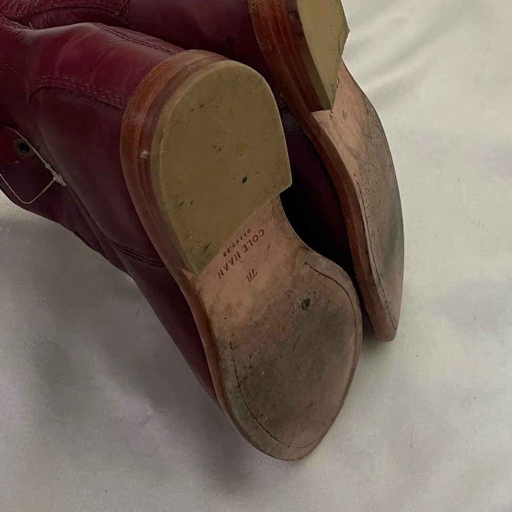 Cole Haan burgundy leather Zillie boots womens 7B booties euc - Picture 6 of 11